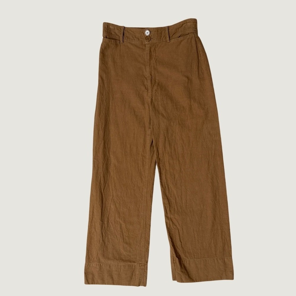 Apiece Apart Merida Wide Leg Pants Brown Cotton High Rise Ankle Trousers Size 2